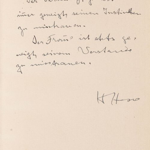 Null Hesse, Hermann.

Stufen der Menschwerdung.
Olten, VOB, 1947. 原有半羊皮纸卷，书脊上有鎏金&hellip;