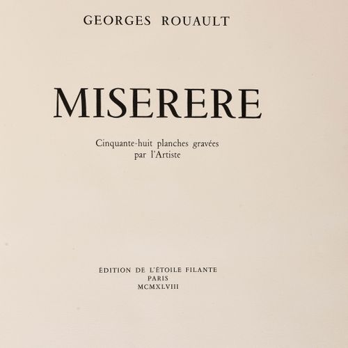 Null Rouault, Georges. 

 Miserere. Con 57 (st. 58) acqueforti originali di G. R&hellip;