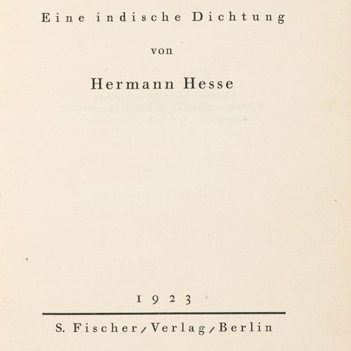 Null Hesse, Hermann. 

 Siddharta. Un poema indiano. 
 Berlin, S. Fischer, 1923.&hellip;
