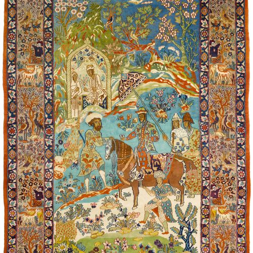 Null ISFAHAN PICTORIAL CARPET old.

Depicting a blue landscape with human beings&hellip;