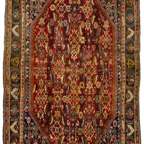 Null PERSIAN old.

Red central field with dark-blue corner motifs, patterned wit&hellip;
