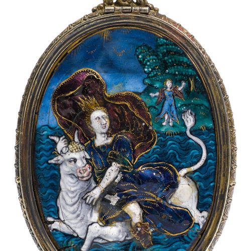 Null MÉDAILLON À MIROIR AVEC PEINTURE À L'ÉMAIL DE LIMOGES
Limoges, début du XVI&hellip;