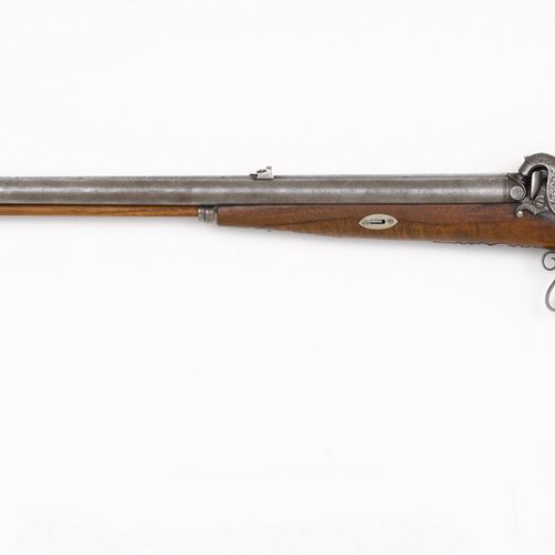 Null PERKUSSIONS-BÜCHSFLINTE
Deutsch, um 1850, Jagdwaffe.
Damastrundläufe (L 75 &hellip;