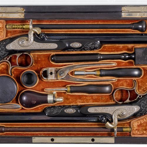Null PAIR OF PERCUSSION PISTOLS
French, ca. 1865, Gastinne Renette, Paris.
Octag&hellip;