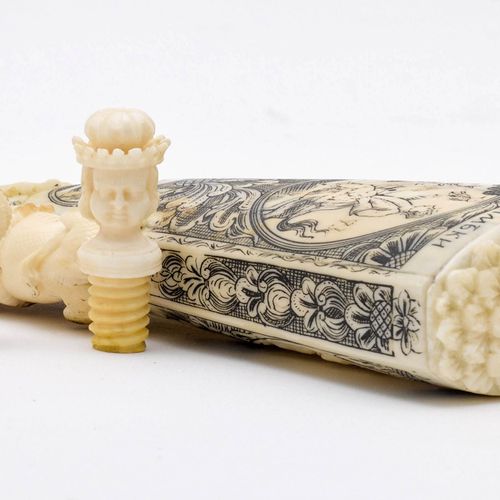 Null POWDER FLASK
Russian, dated 1693.
Ivory (walrus), elaborately carved and en&hellip;