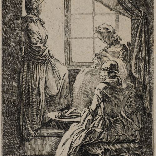 Null DANIEL NIKOLAUS CHODOWIECKI
(Danzig 1726 - 1801 Berlin)
Drei Damen am Fenst&hellip;