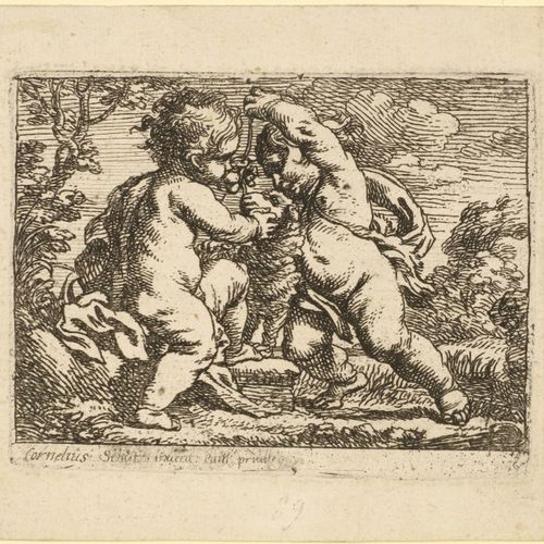 Null CORNELIS I SCHUT
(1597 Antwerp 1655)
一组22张。包括：1.两个裸体儿童；2.两个带着羊肉的裸体儿童；3.酒桶旁的&hellip;