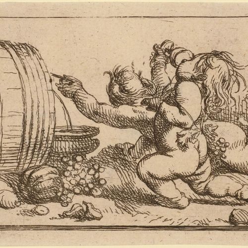Null CORNELIS I SCHUT
(1597 Antwerp 1655)
一组22张。包括：1.两个裸体儿童；2.两个带着羊肉的裸体儿童；3.酒桶旁的&hellip;