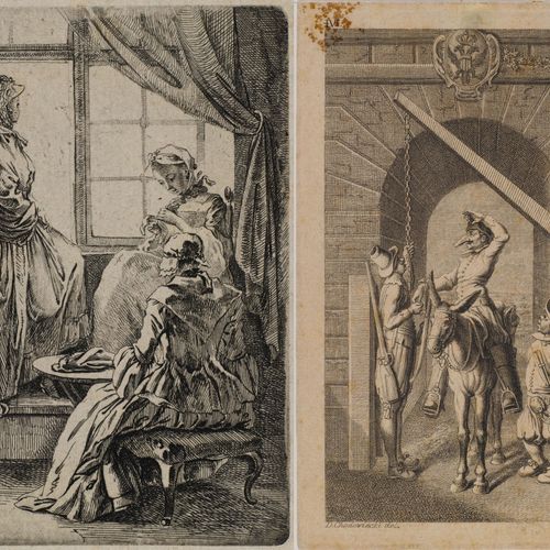 Null DANIEL NIKOLAUS CHODOWIECKI
(Danzig 1726 - 1801 Berlin)
Drei Damen am Fenst&hellip;