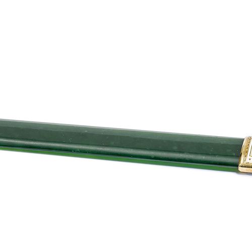 Null ENAMEL, GOLD AND NEPHRITE LETTER OPENER, BY FABERGÉ, St. Petersburg, ca. 19&hellip;