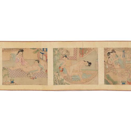 Null CROSS SCROLL WITH VARIOUS EROTIC SCENES.
China, late Qing dynasty, 20,7 × 2&hellip;