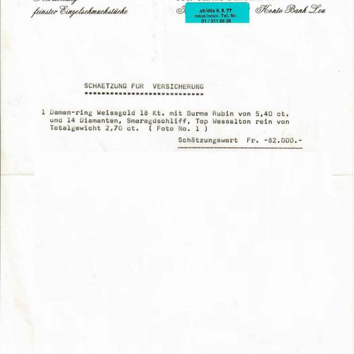Null BURMA-RUBIN-DIAMANT-RING, um 1970.
Weissgold 750, 11g.
Klassisch-eleganter &hellip;