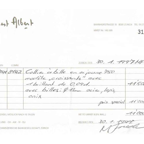 Null COLLAR DE ORO CON DIAMANTES, GILBERT ALBERT.
Oro amarillo 750, 98g.
Modelo &hellip;