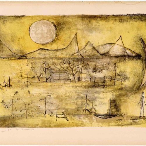 Null 赵无极
(北京 1921-2013 尼翁)
Montagnes et soleil. 1951.
彩色石版画。180/200.左下方有铅笔签名。赵无极&hellip;