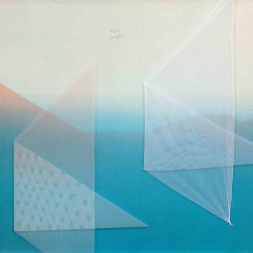 Null HEINZ MACK
(Lollar 1931-在门兴格拉德巴赫和其他地方生活和工作)
The Sails.1972/75。
纸板和玻璃上的彩色绢印，&hellip;