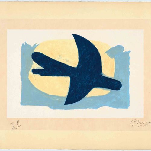 Null GEORGES BRAQUE
(Argenteuil 1882-1963 Paris)
Oiseau bleu et jaune。1960年。
彩色石&hellip;