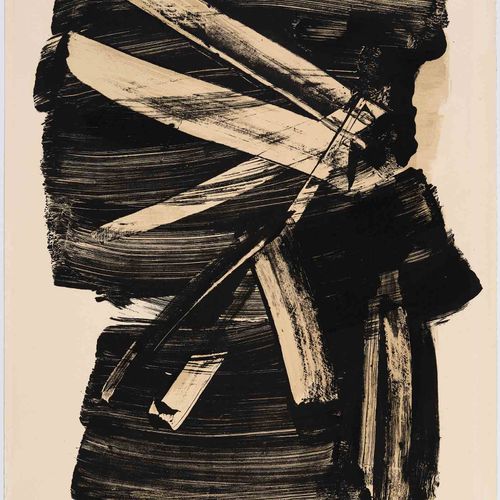 Null PIERRE SOULAGES
(Rodez 1919-2022 Nîmes)
石版画 n°10. 1963.
石版画。18/95，右下方有铅笔签名：&hellip;