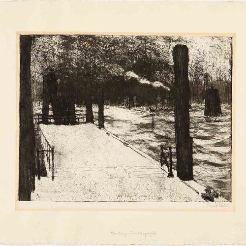 Null EMIL NOLDE
(Nolde 1867-1956 Seebüll)
Hamburg, Landungsbrücke.1910年。
蚀刻画。右下角&hellip;