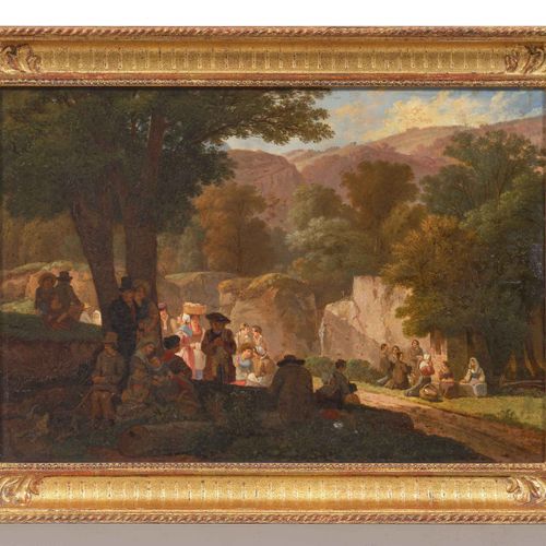 Null WOLFGANG-ADAM TÖPFFER
(Genève 1766-1847 Morillon)
Paysage avec nombreuses f&hellip;