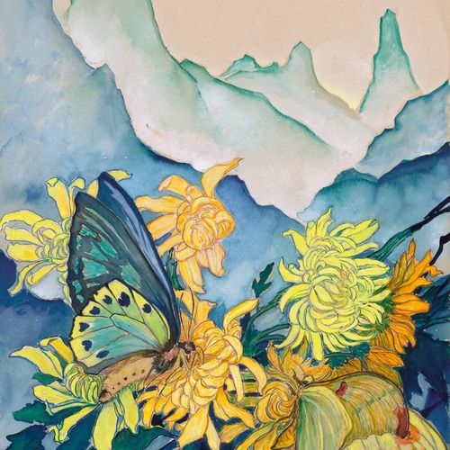 Null CLARA PORGES
(Berlin 1879-1963 Samedan)
Fleurs et papillons devant le group&hellip;
