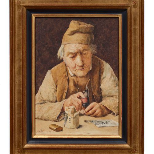 Null ALBERT ANKER
(1831 Ins 1910)
Bauer mit Pfeife.
Aquarell auf Papier.
Unten l&hellip;