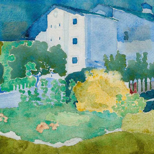 Null AUGUSTO GIACOMETTI
(Stampa 1877-1947 Zurich)
Stampa的景色。
纸上铅笔和水彩画。
左下角有遗产印章，&hellip;