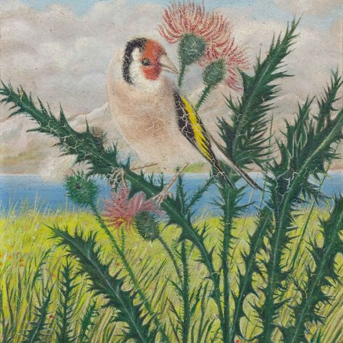 Null ADOLF DIETRICH
(1877 Berlingen 1957)
金翅雀在蓟草枝上。
纸板上的油彩。
左下方有签名。广告。迪特里希。
19 ×&hellip;
