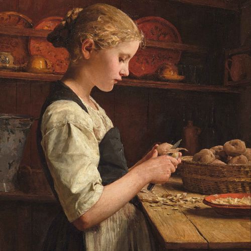 Null ALBERT ANKER
(1831 Ins 1910)
Jeune fille épluchant des pommes de terre. 188&hellip;
