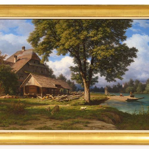 Null ROBERT ZÜND
(1827 Lucerne 1909)
The mill of Rathausen.
Oil on canvas.
Signe&hellip;