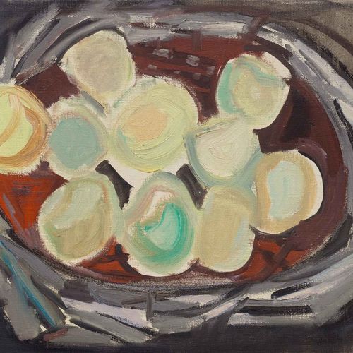 Null MAX GUBLER
(1898 Zurich 1973)
Fruit basket. 1955.
Oil on canvas.

46 × 61 c&hellip;