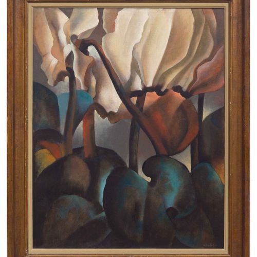 Null GUSTAVE BUCHET
(Etoy 1888-1963 Lausanne)
Les Cyclamens.1944年。
布面油画。
右下方有签名和&hellip;
