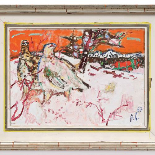 Null ALOIS CARIGIET
(1902 Trun 1985)
Snow grouse. 1967.
Oil on canvas.
Dated and&hellip;