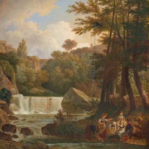 Null WOLFGANG-ADAM TÖPFFER
(Genève 1766-1847 Morillon)
Paysage avec lavandières &hellip;