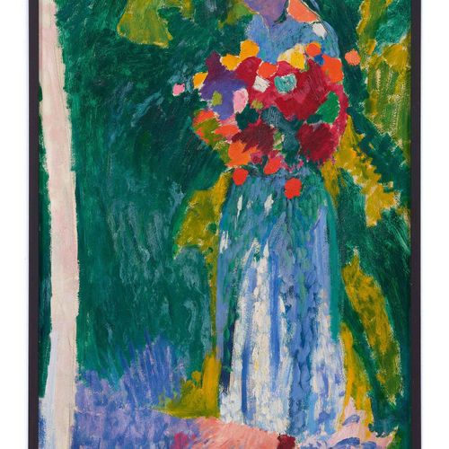 Null CUNO AMIET
(Soleure 1868-1961 Oschwand)
Anna Amiet avec bouquet de fleurs. &hellip;