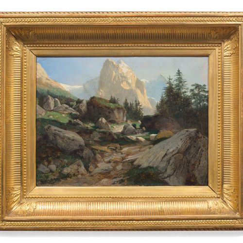 Null ALEXANDRE CALAME
(Vevey 1810-1864 Menton)
Wetterhorn的景色。
画布上的纸上油彩。

33 × 44&hellip;