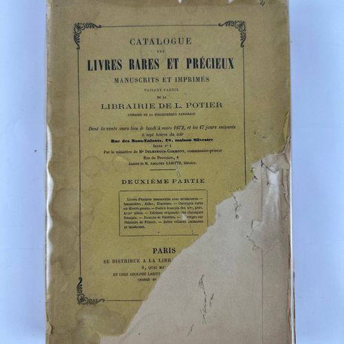 Null 1872 POTIER L CATALOGUE DES LIVRES RARES ET PRECIEUX MANUSCRITS ET IMPRIMES&hellip;