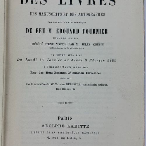 Null 1848 SAINT MAURICE VICTOR DE (COMTE) CATALOGUE DE BIBLIOTHEQUE DE M. DE SAI&hellip;