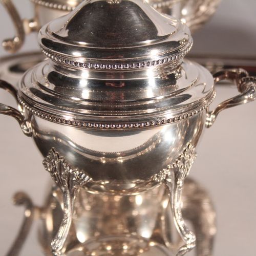 Null Service à thé et à café en métal argenté à décor de frises de perles compre&hellip;