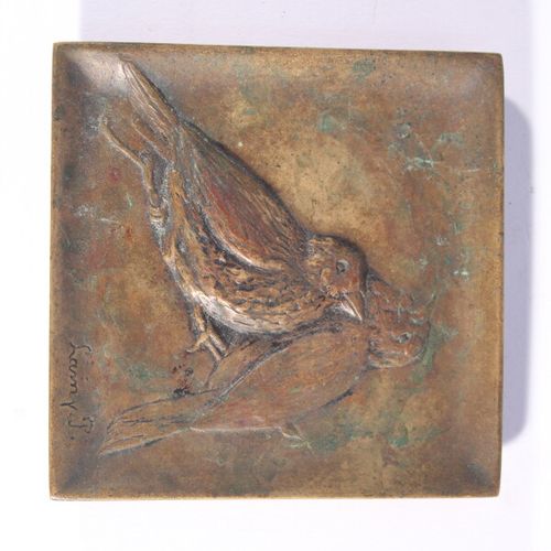 Null Vide-poches en bronze à décor d'oiseaux branchés signé "Lamy P." 

Début Xx&hellip;