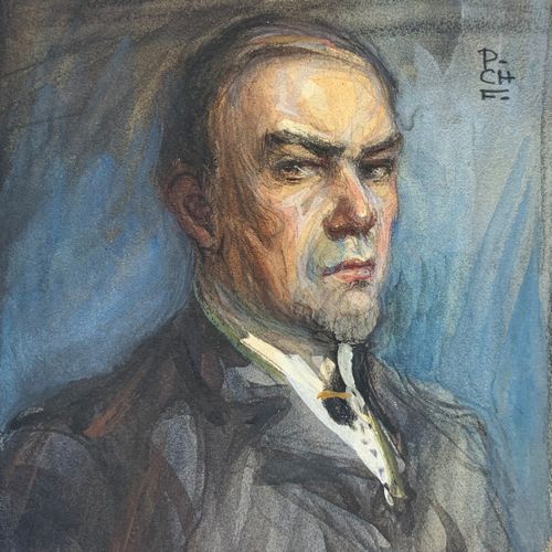 Charles FOUQUERAY (1869 1956) 
Autoportrait, vers 1910. 
Aquarelle, gouache et c&hellip;