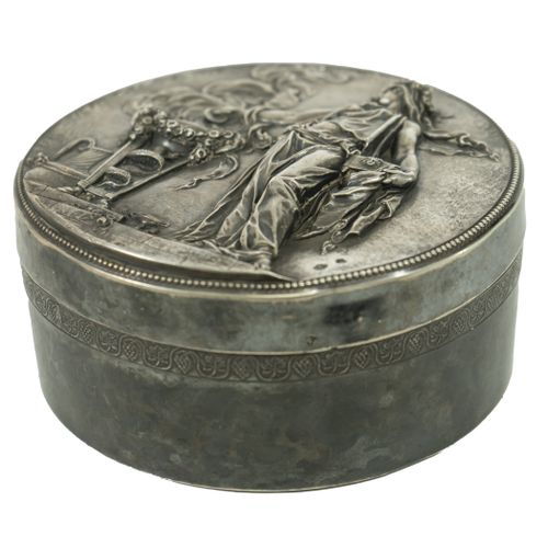 Null Boîte à bijoux française en argent poinçonné, vers 1879. Couvercle en haut-&hellip;