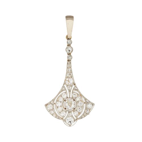 Null Art Deco style pendant (formerly a pendant) in gold and platinum with brill&hellip;
