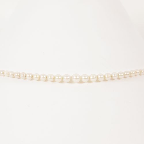 Null Collier de perles. Fermoir en or gris (750) serti d'un petit diamant. Poids&hellip;