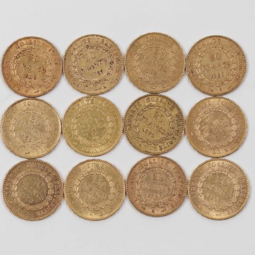 Null 20 francs or Génie par Dupré 1849 A / 1857 A / 1876 A / 1878 A / 1886 A / 1&hellip;