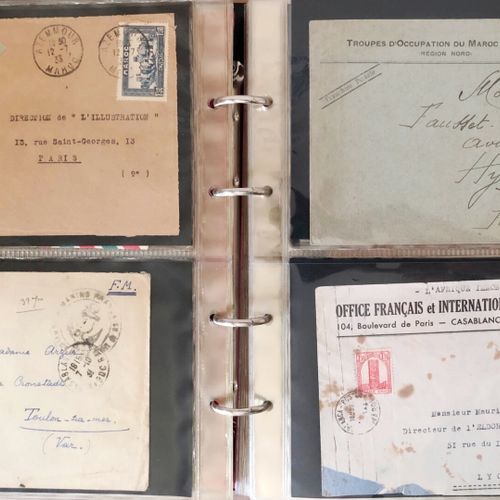 Null 1 album de 98 lettres du Maroc 1913/1956 divers cachets Militaires, taxes, &hellip;