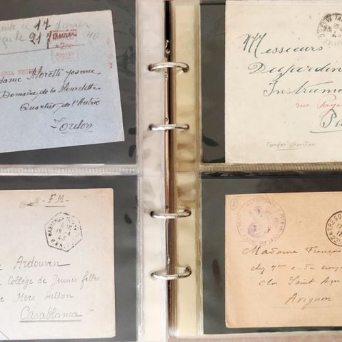 Null 1 album de 98 lettres du Maroc 1913/1956 divers cachets Militaires, taxes, &hellip;