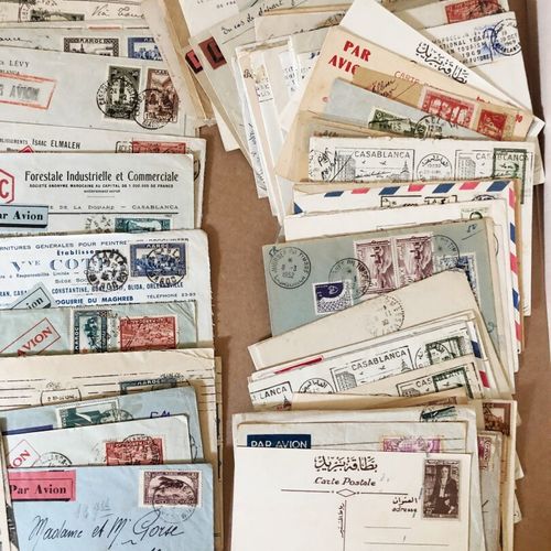 Null 1 boite 203 lettres du Maroc, guerres, FM, expos, avion + 1 fascicule minis&hellip;
