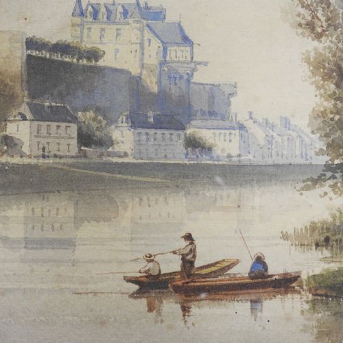 Jean Henri CHOUPPE (1817 1894) 
Vue du château d'Amboise 
Aquarelle signée en ba&hellip;