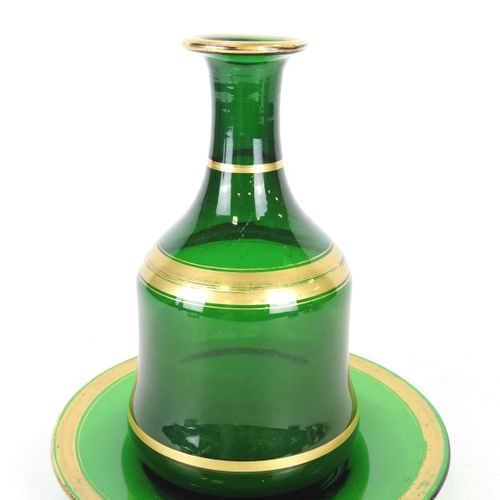 Null NIGHT SERVICE in green tinted glass decorated with a gold border. 20th cent&hellip;