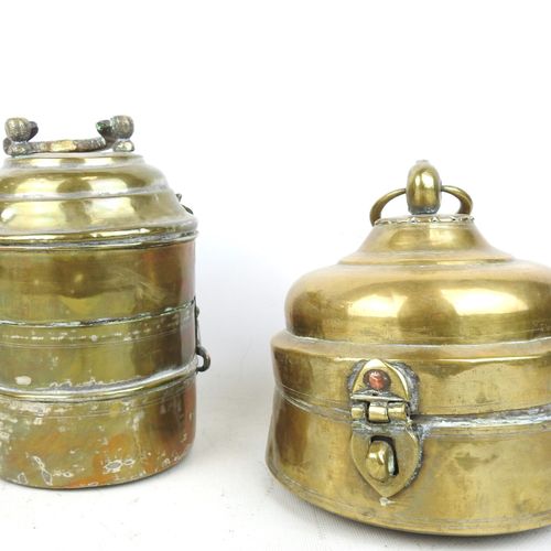Null INDIA: Caja de cobre para chapati y caja de despensa con tres compartimento&hellip;